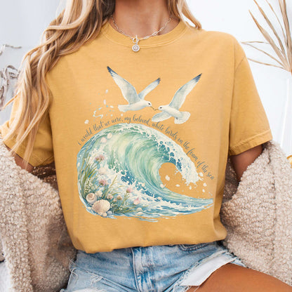 T-Shirt Mustard / S I Would That We Were White Birds W.B. Yeats Literary T-Shirt The Mystic Eden