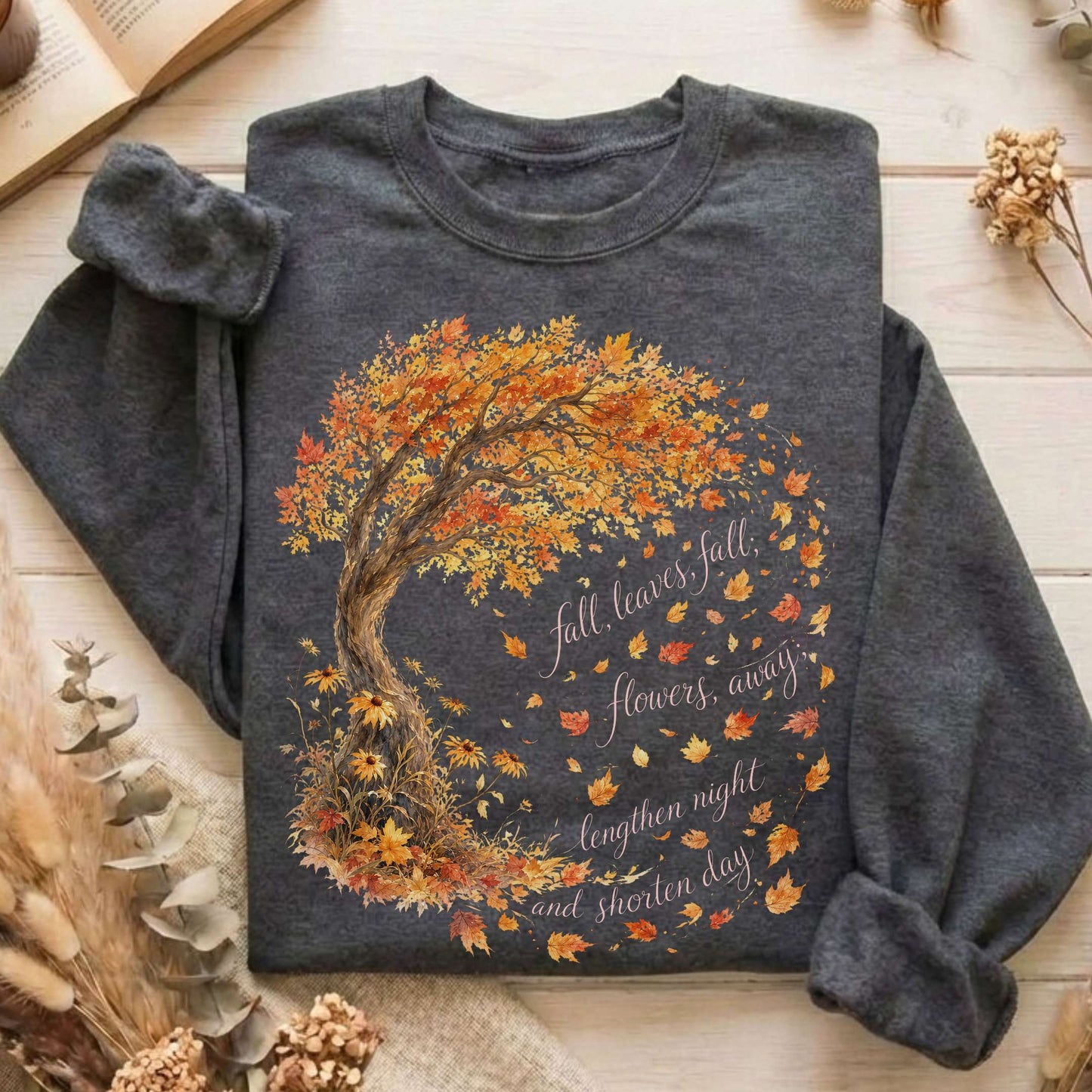 Fall Leaves Emily Brontë Literary Sweatshirt