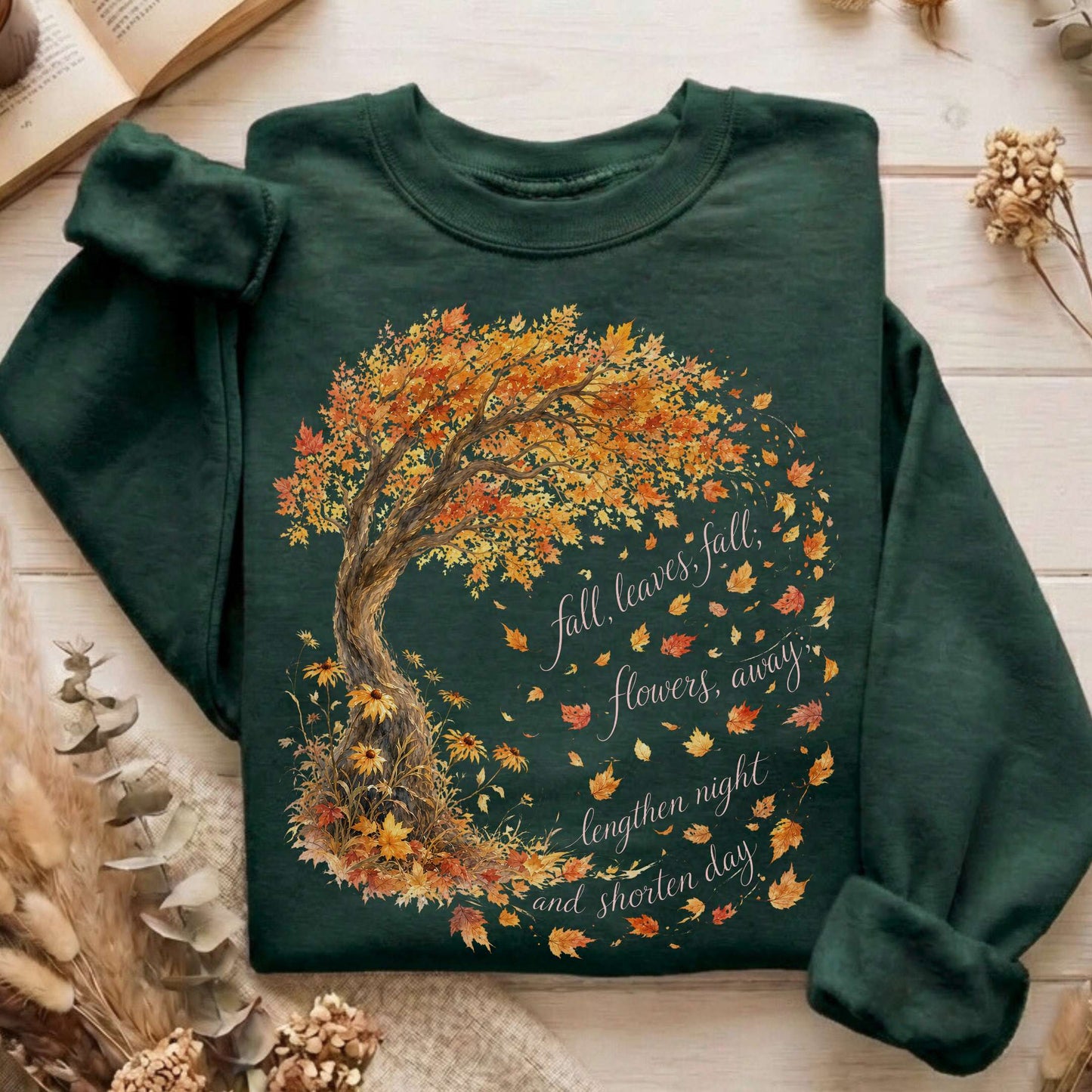 Fall Leaves Emily Brontë Literary Sweatshirt