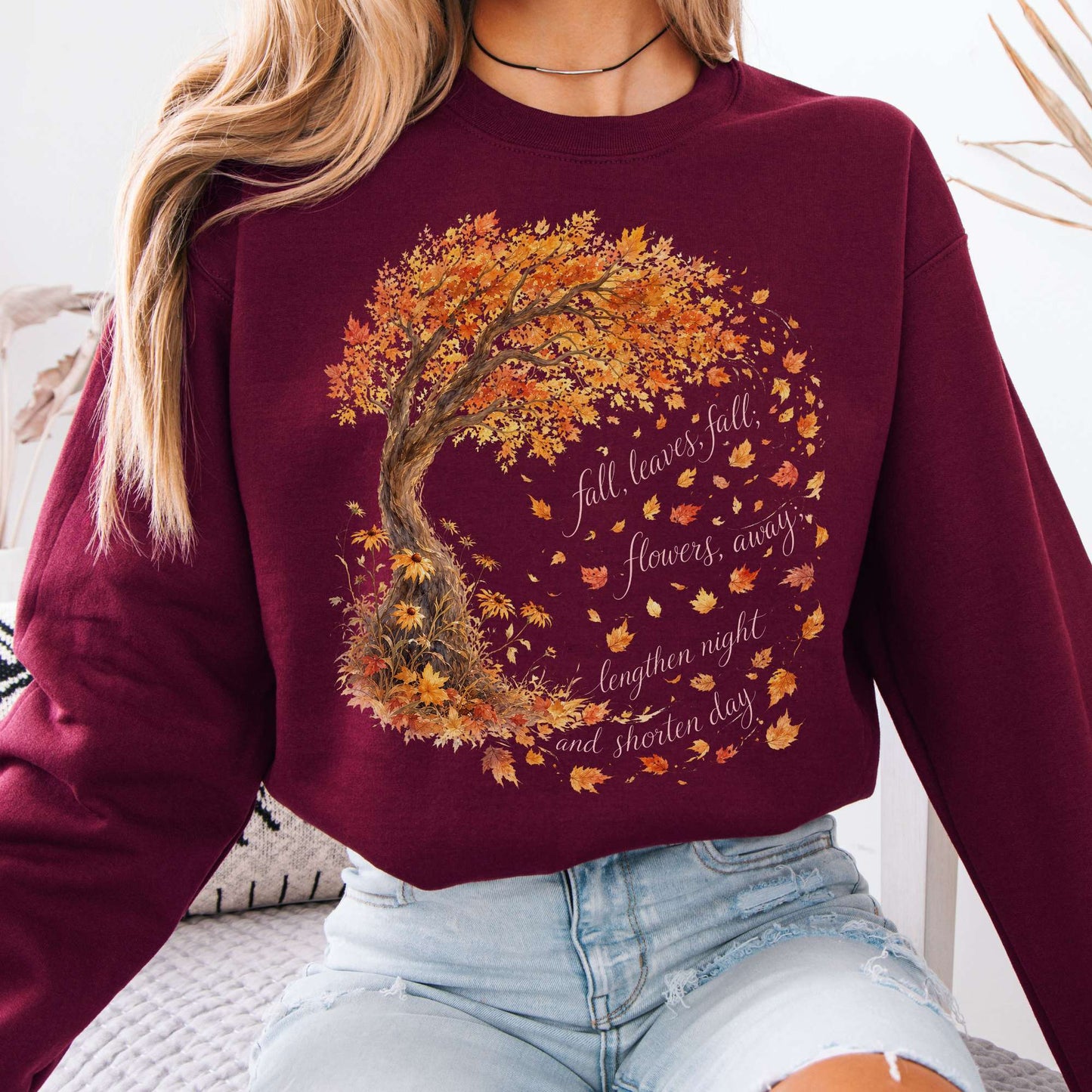 Fall Leaves Emily Brontë Literary Sweatshirt