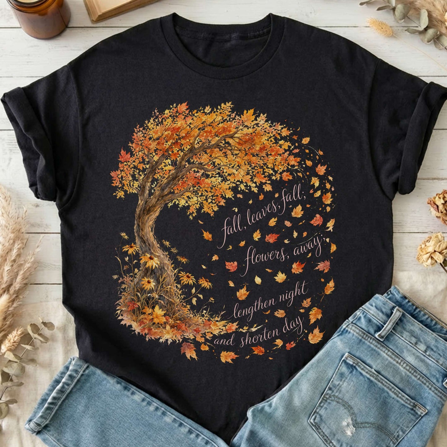 Fall Leaves Emily Brontë Literary T-Shirt