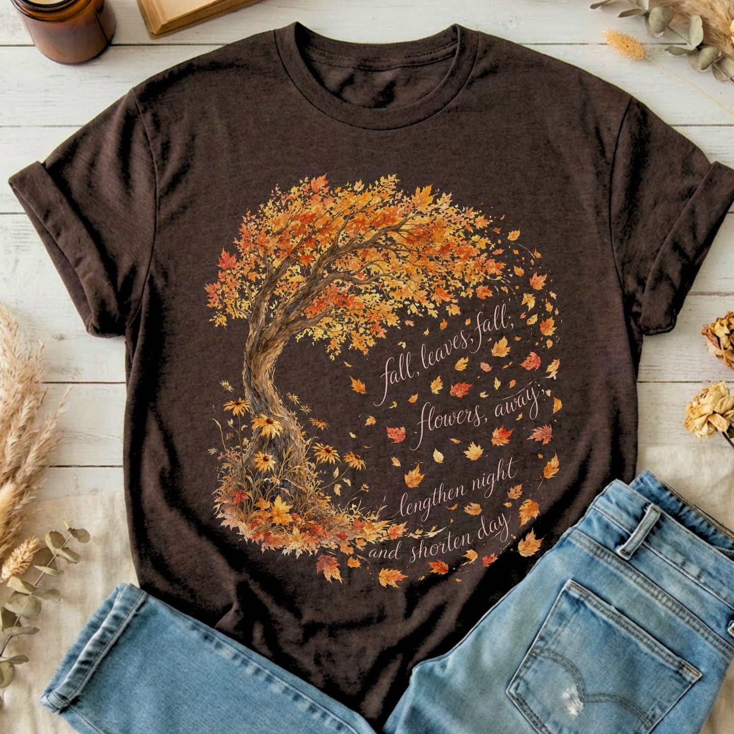 Fall Leaves Emily Brontë Literary T-Shirt
