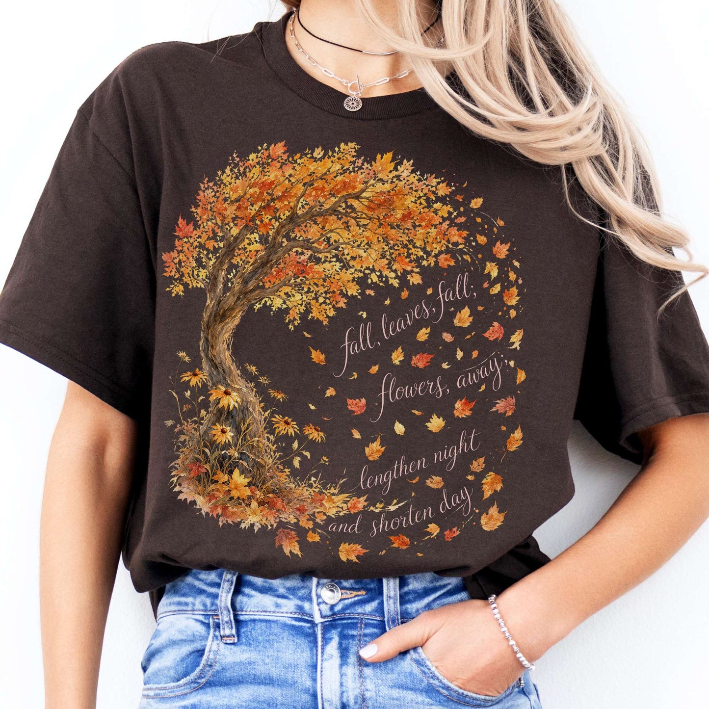 Fall Leaves Emily Brontë Literary T-Shirt