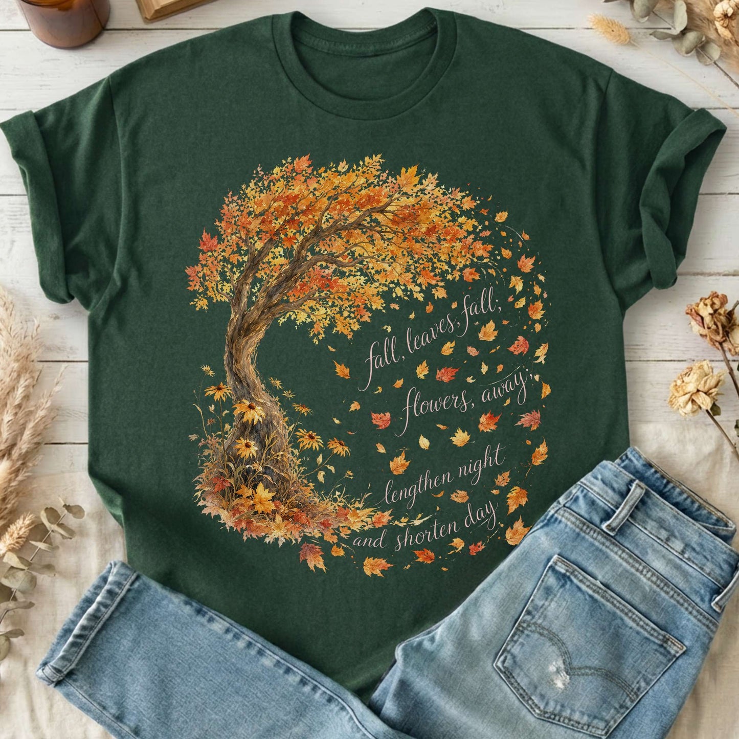 Fall Leaves Emily Brontë Literary T-Shirt
