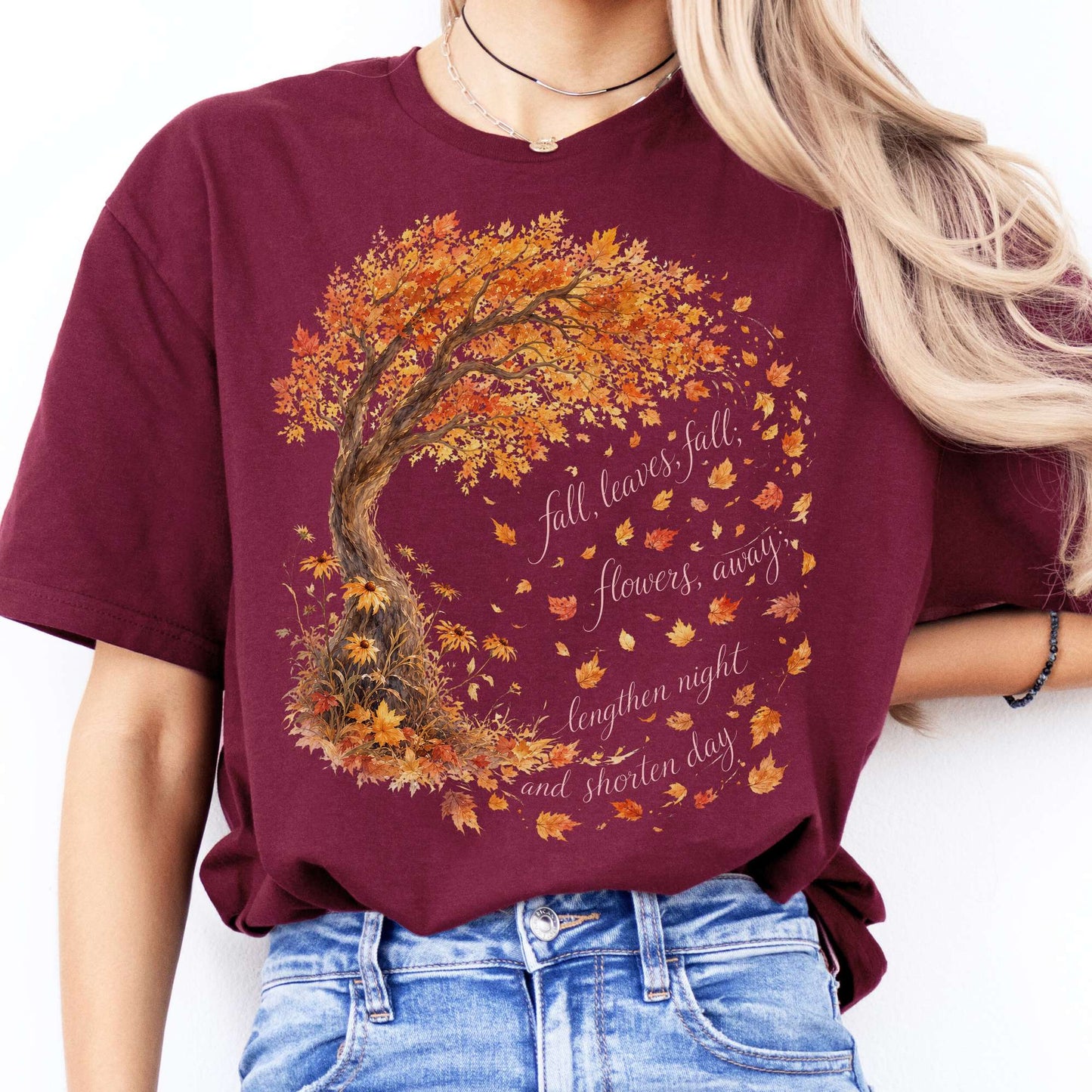 Fall Leaves Emily Brontë Literary T-Shirt