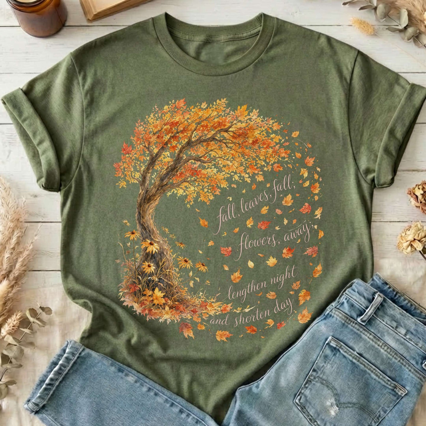 Fall Leaves Emily Brontë Literary T-Shirt