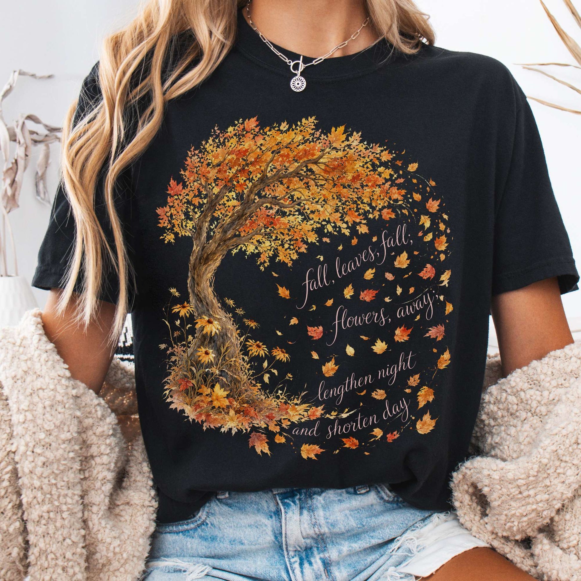 T-Shirt Black / S Fall Leaves Emily Brontë Literary T-Shirt The Mystic Eden
