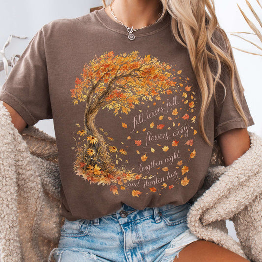 T-Shirt Espresso / S Fall Leaves Emily Brontë Literary T-Shirt The Mystic Eden