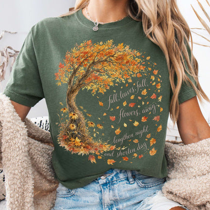 T-Shirt Moss / S Fall Leaves Emily Brontë Literary T-Shirt The Mystic Eden