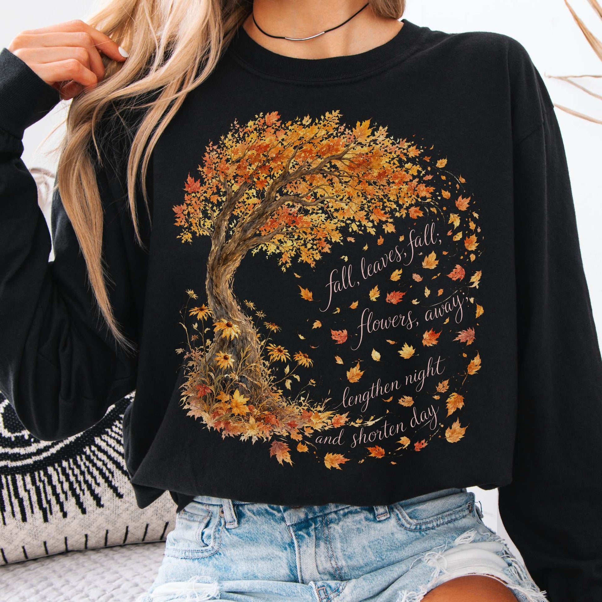 Long-sleeve Black / S Fall Leaves Emily Brontë Literary Long Sleeve The Mystic Eden