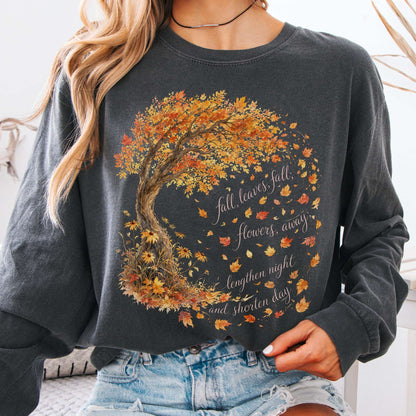 Long-sleeve Pepper / S Fall Leaves Emily Brontë Literary Long Sleeve The Mystic Eden
