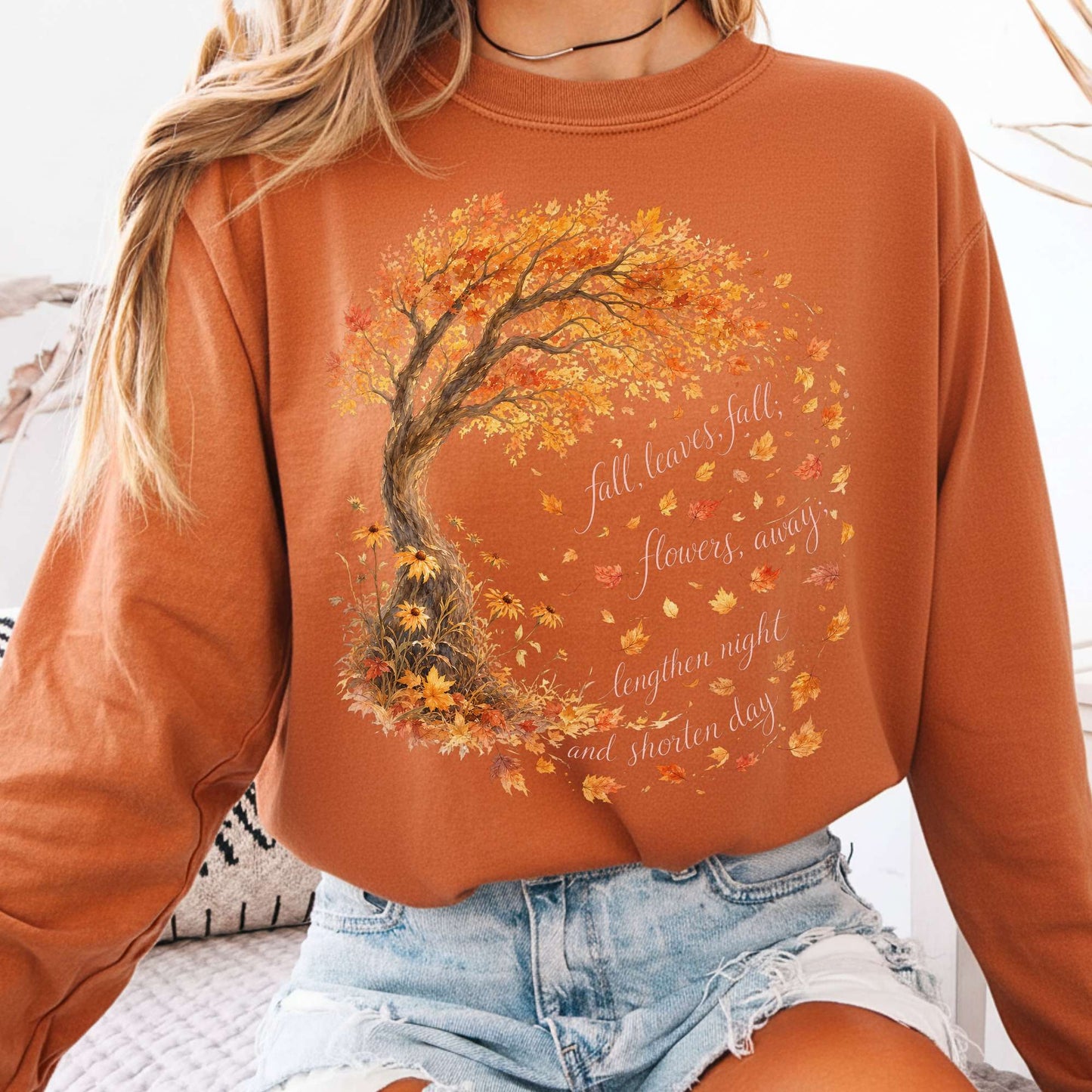 Long-sleeve Yam / S Fall Leaves Emily Brontë Literary Long Sleeve The Mystic Eden
