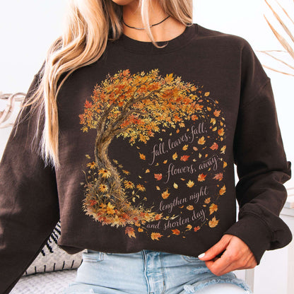 Sweatshirt Dark Chocolate / S Fall Leaves Emily Brontë Literary Crewneck Sweatshirt The Mystic Eden