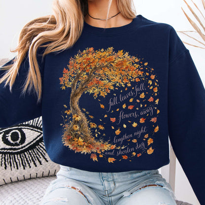 Sweatshirt Navy / S Fall Leaves Emily Brontë Literary Crewneck Sweatshirt The Mystic Eden