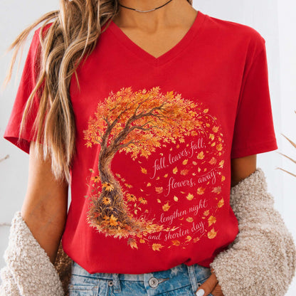 Fall Leaves Emily Brontë Literary V-Neck