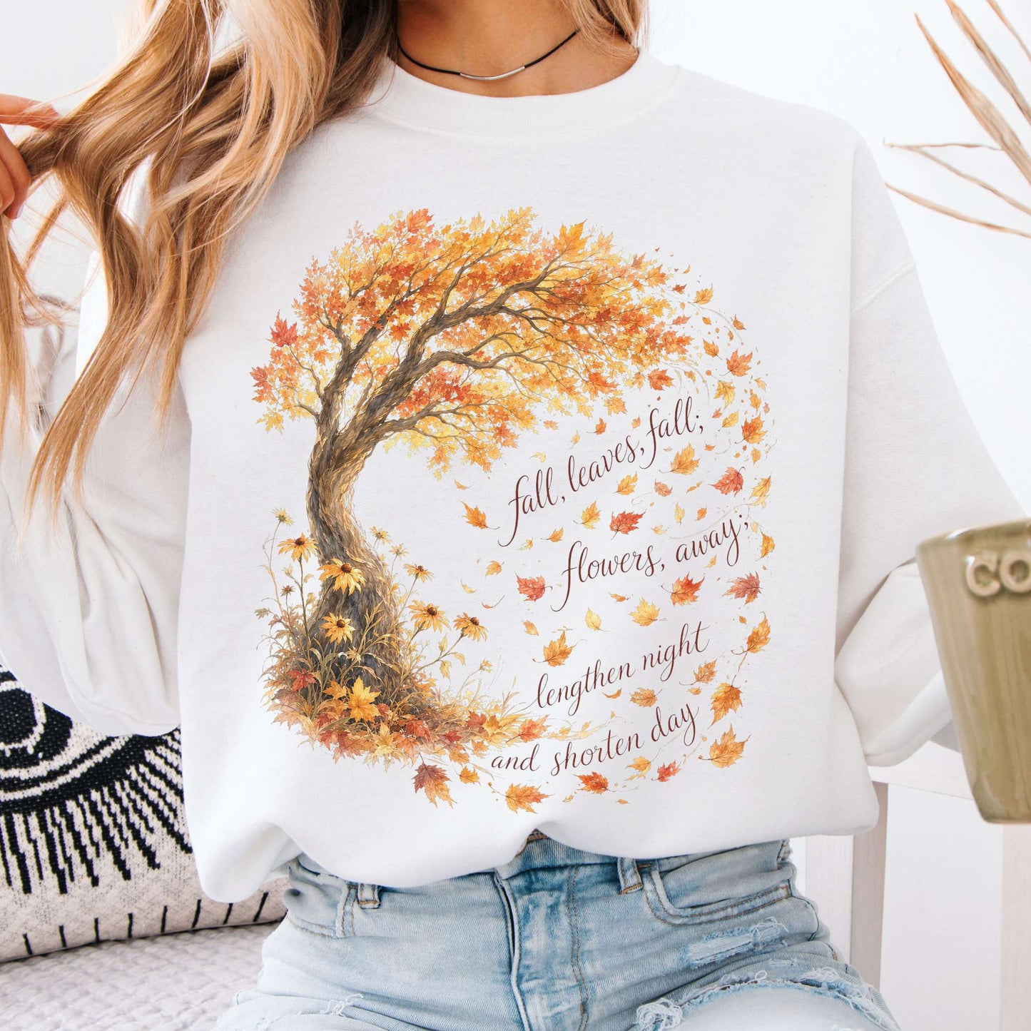 Fall Leaves Emily Brontë Literary Sweatshirt