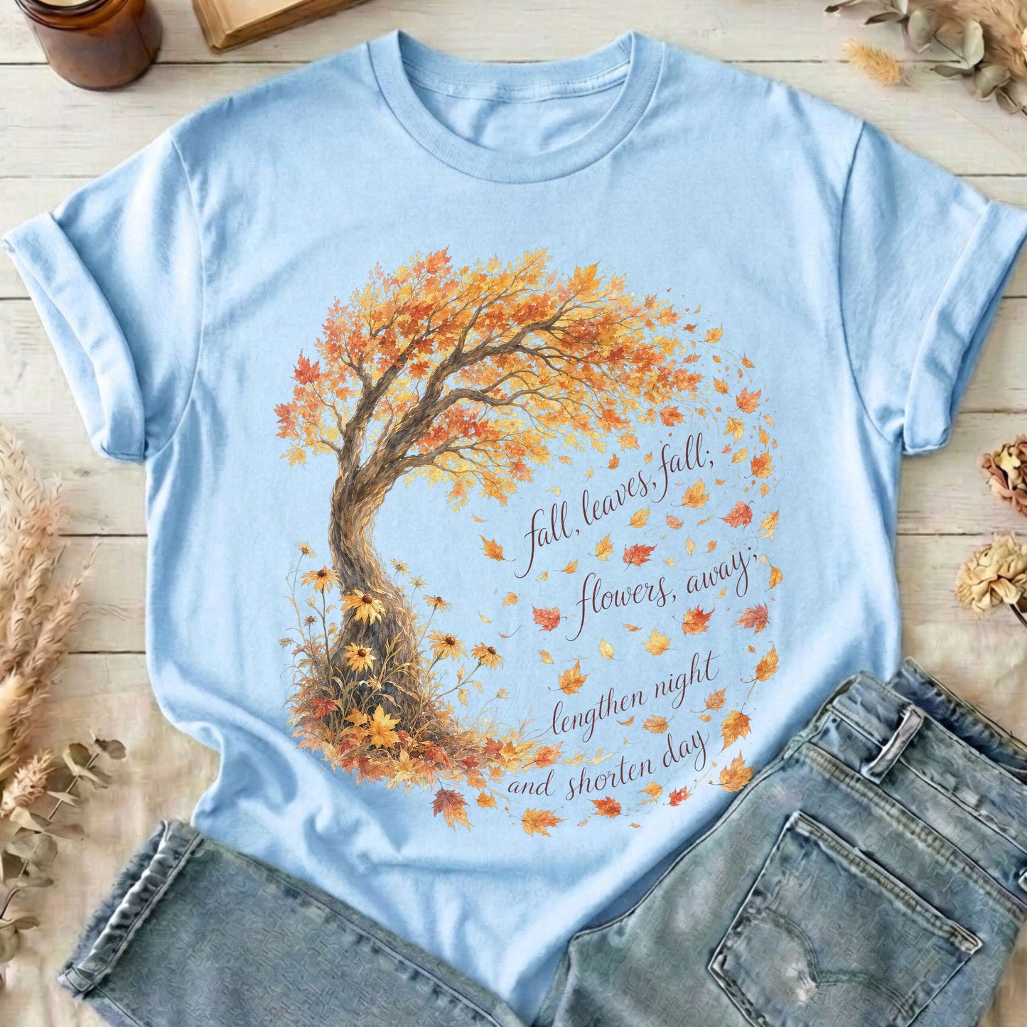 Fall Leaves Emily Brontë Literary T-Shirt