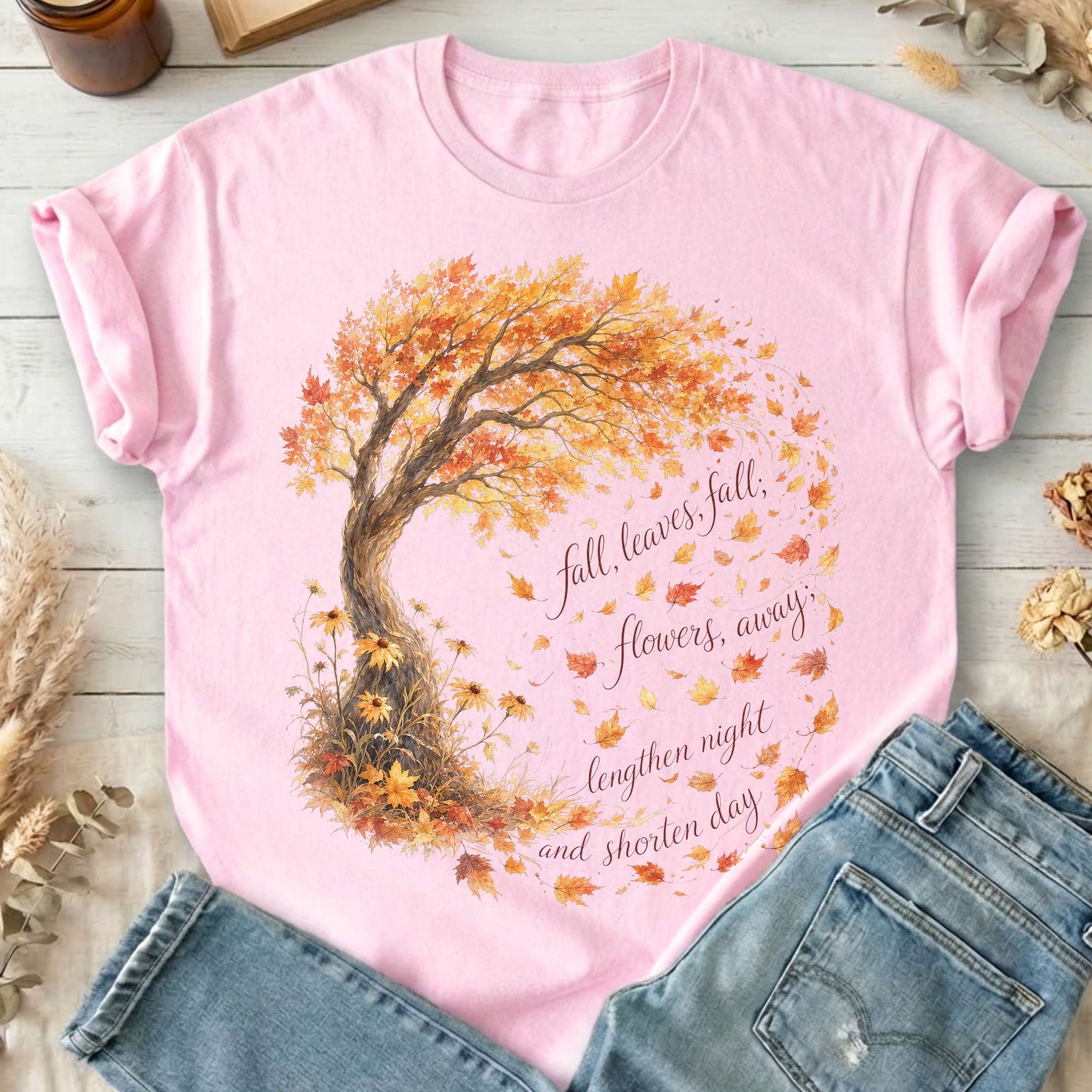Fall Leaves Emily Brontë Literary T-Shirt