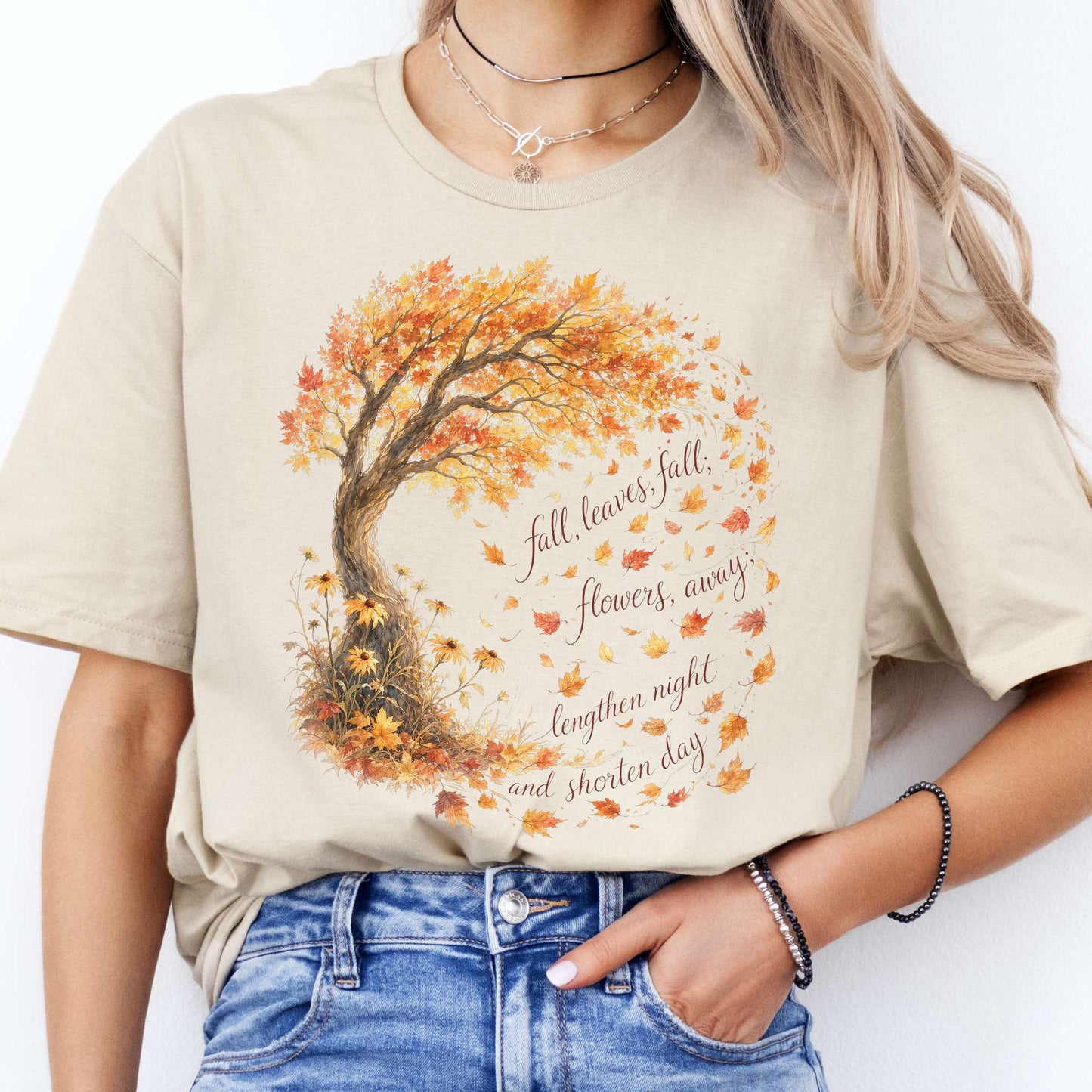 Fall Leaves Emily Brontë Literary T-Shirt