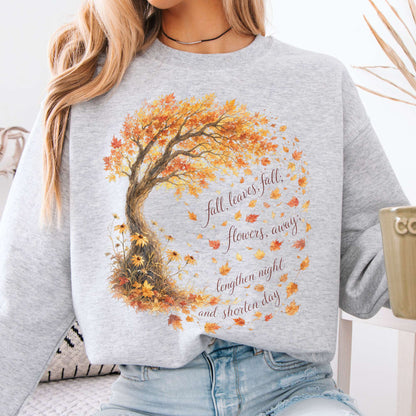 Sweatshirt Ash / S Fall Leaves Emily Brontë Literary Crewneck Sweatshirt The Mystic Eden