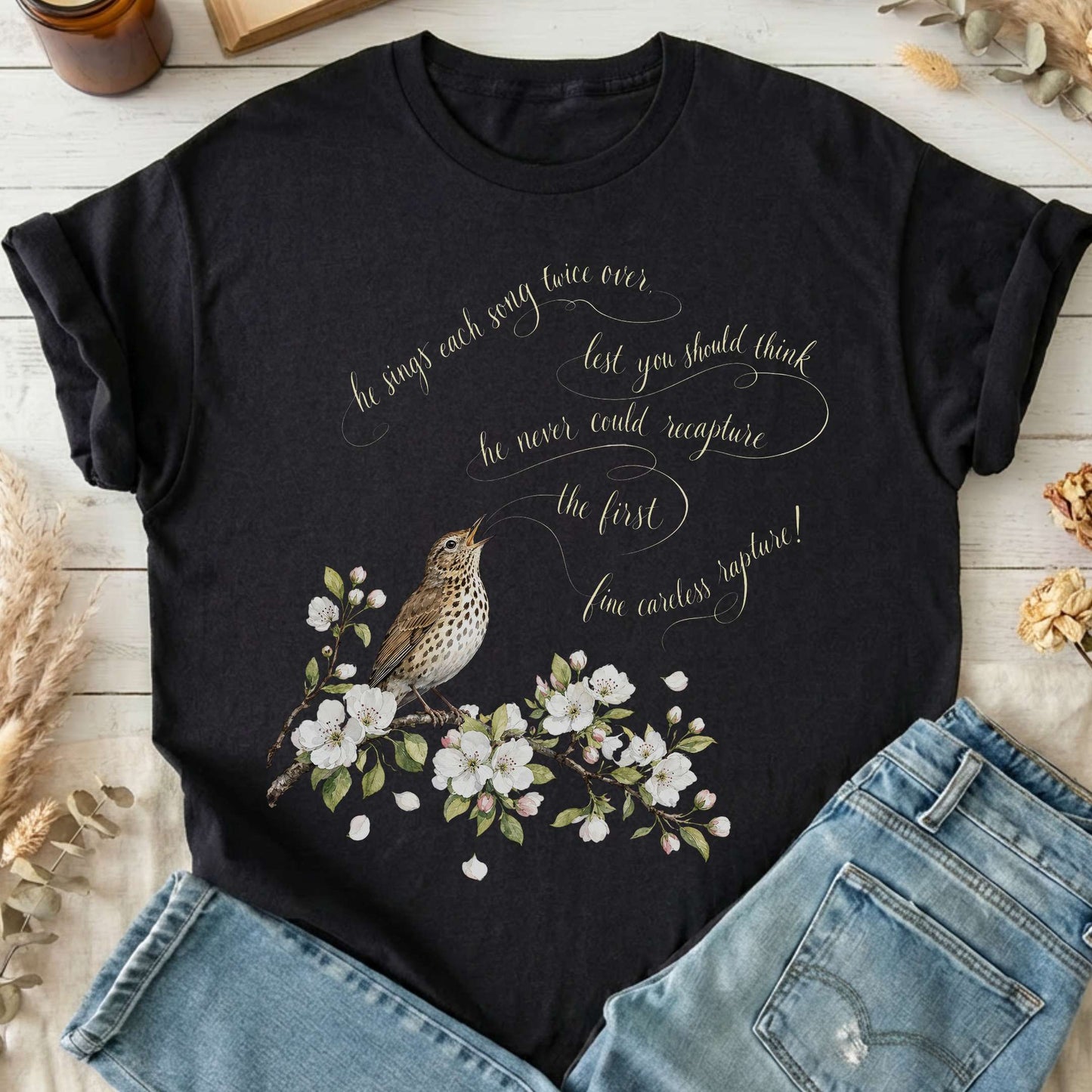He Sings Each Song Twice Over Robert Browning Literary T-Shirt