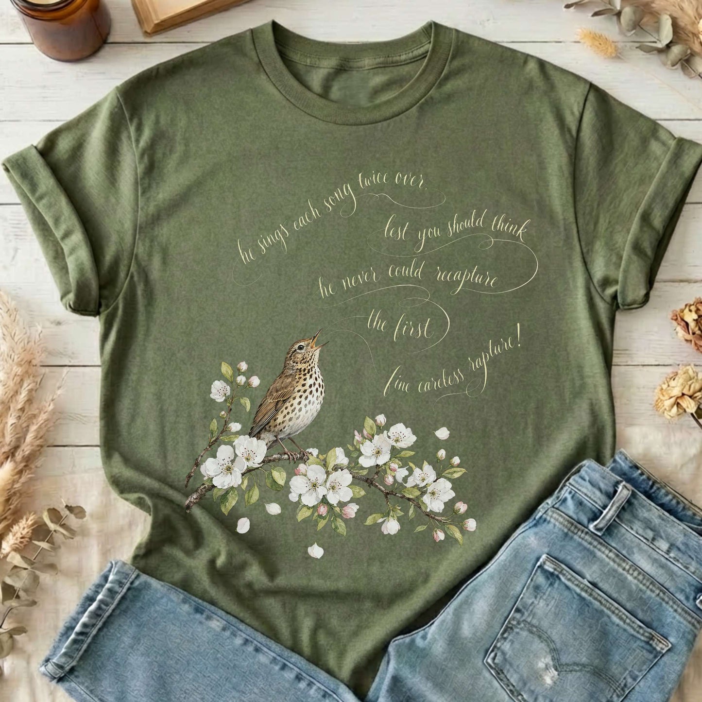 He Sings Each Song Twice Over Robert Browning Literary T-Shirt