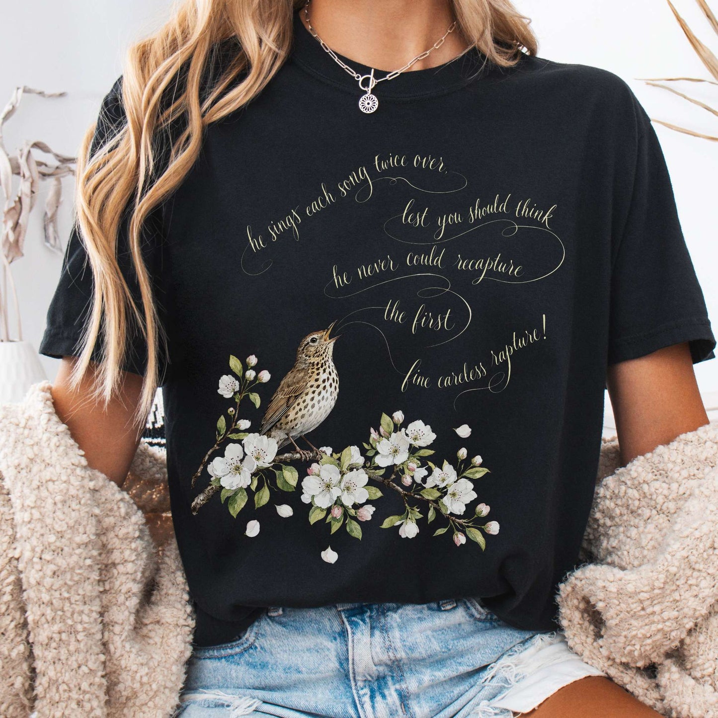 Black - He Sings Each Song Twice Over Robert Browning Literary T-Shirt