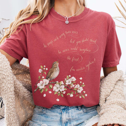 T-Shirt Crimson / S He Sings Each Song Twice Over Robert Browning Literary T-Shirt The Mystic Eden