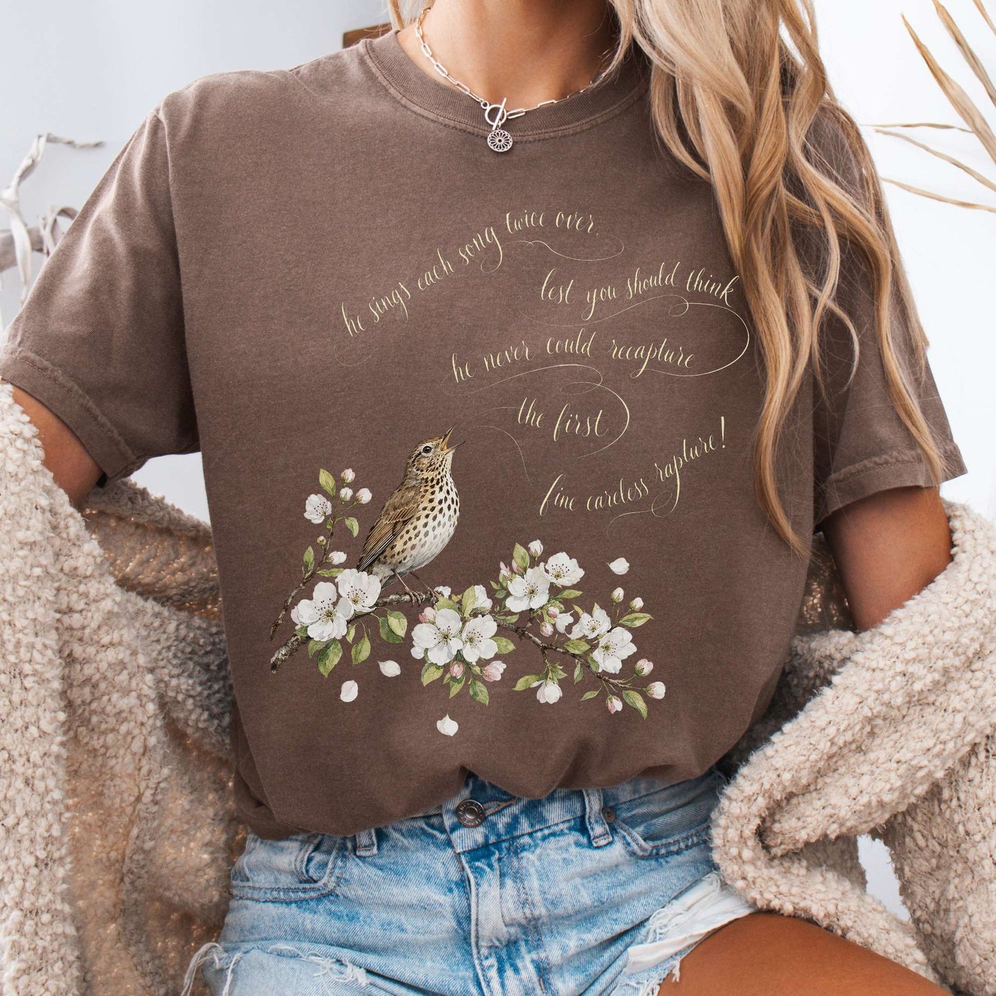 Espresso - He Sings Each Song Twice Over Robert Browning Literary T-Shirt