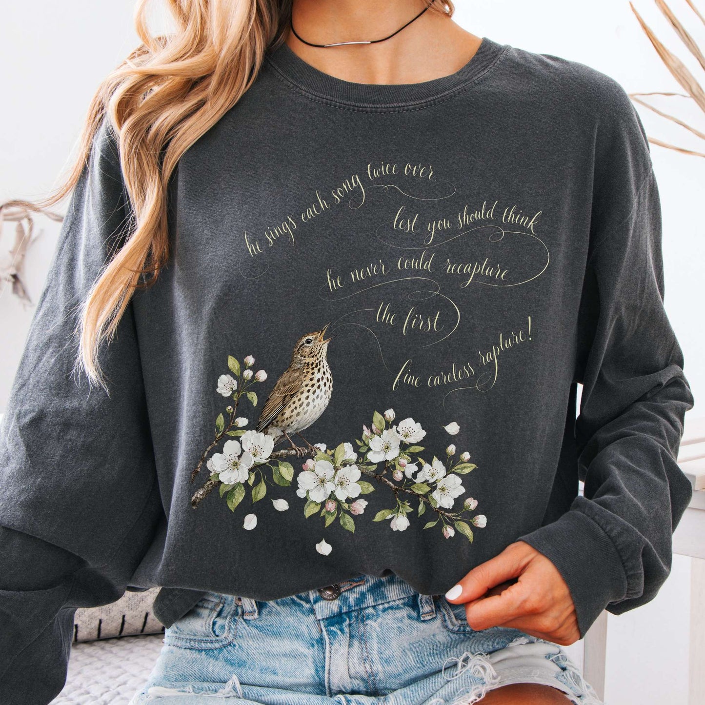 Long-sleeve Pepper / S He Sings Each Song Twice Over Robert Browning Literary Long Sleeve The Mystic Eden