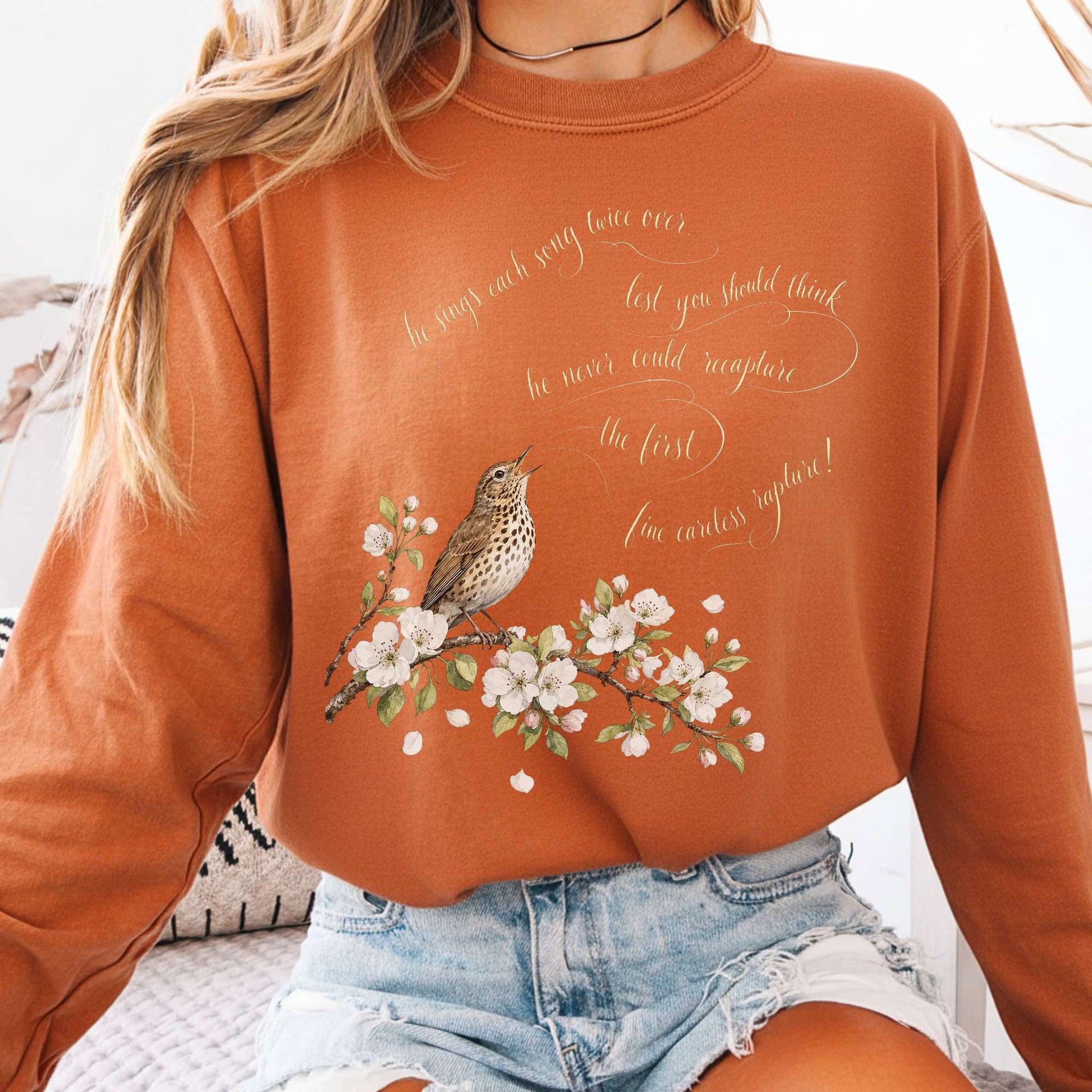 Long-sleeve Yam / S He Sings Each Song Twice Over Robert Browning Literary Long Sleeve The Mystic Eden