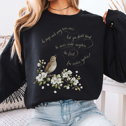 Sweatshirt Black / S He Sings Each Song Twice Over Robert Browning Literary Crewneck Sweatshirt The Mystic Eden