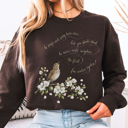 Sweatshirt Dark Chocolate / S He Sings Each Song Twice Over Robert Browning Literary Crewneck Sweatshirt The Mystic Eden