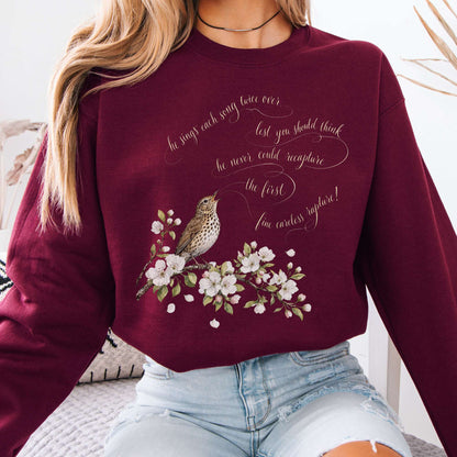 Sweatshirt Maroon / S He Sings Each Song Twice Over Robert Browning Literary Crewneck Sweatshirt The Mystic Eden
