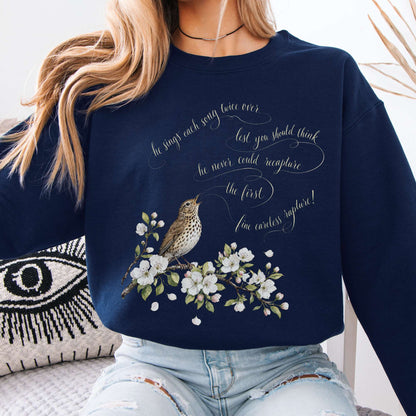 Sweatshirt Navy / S He Sings Each Song Twice Over Robert Browning Literary Crewneck Sweatshirt The Mystic Eden