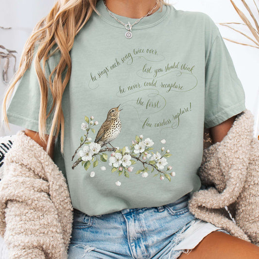 T-Shirt Bay / S He Sings Each Song Twice Over Robert Browning Literary T-Shirt The Mystic Eden