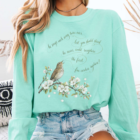Long-sleeve Island Reef / S He Sings Each Song Twice Over Robert Browning Literary Long Sleeve The Mystic Eden