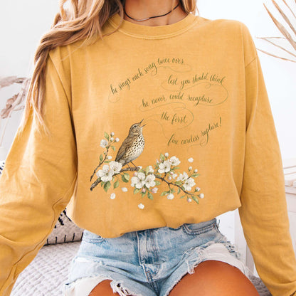 Long-sleeve Mustard / S He Sings Each Song Twice Over Robert Browning Literary Long Sleeve The Mystic Eden