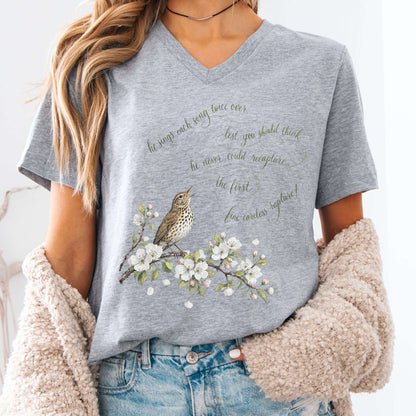 V-neck Athletic Heather / S He Sings Each Song Twice Over Robert Browning Literary V-Neck The Mystic Eden