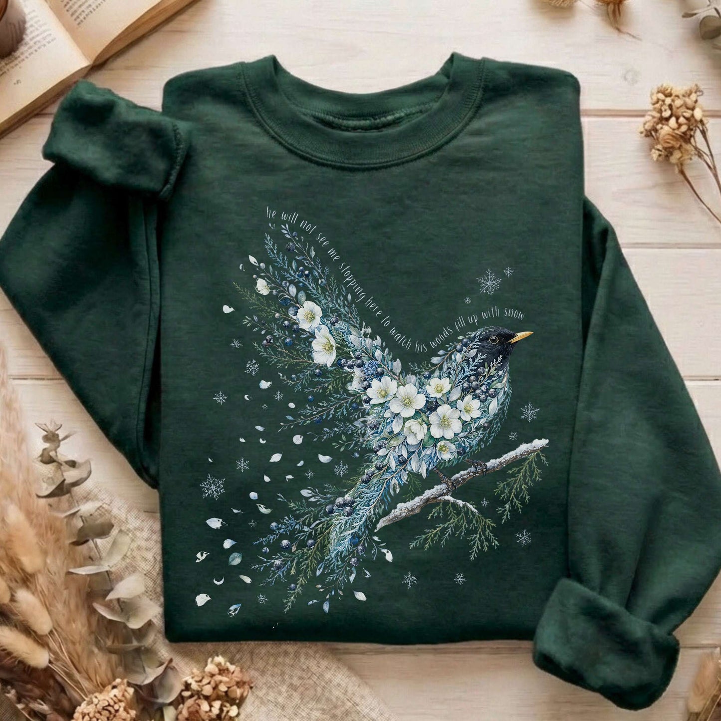 Stopping By Woods On a Snowy Evening Robert Frost Literary Sweatshirt