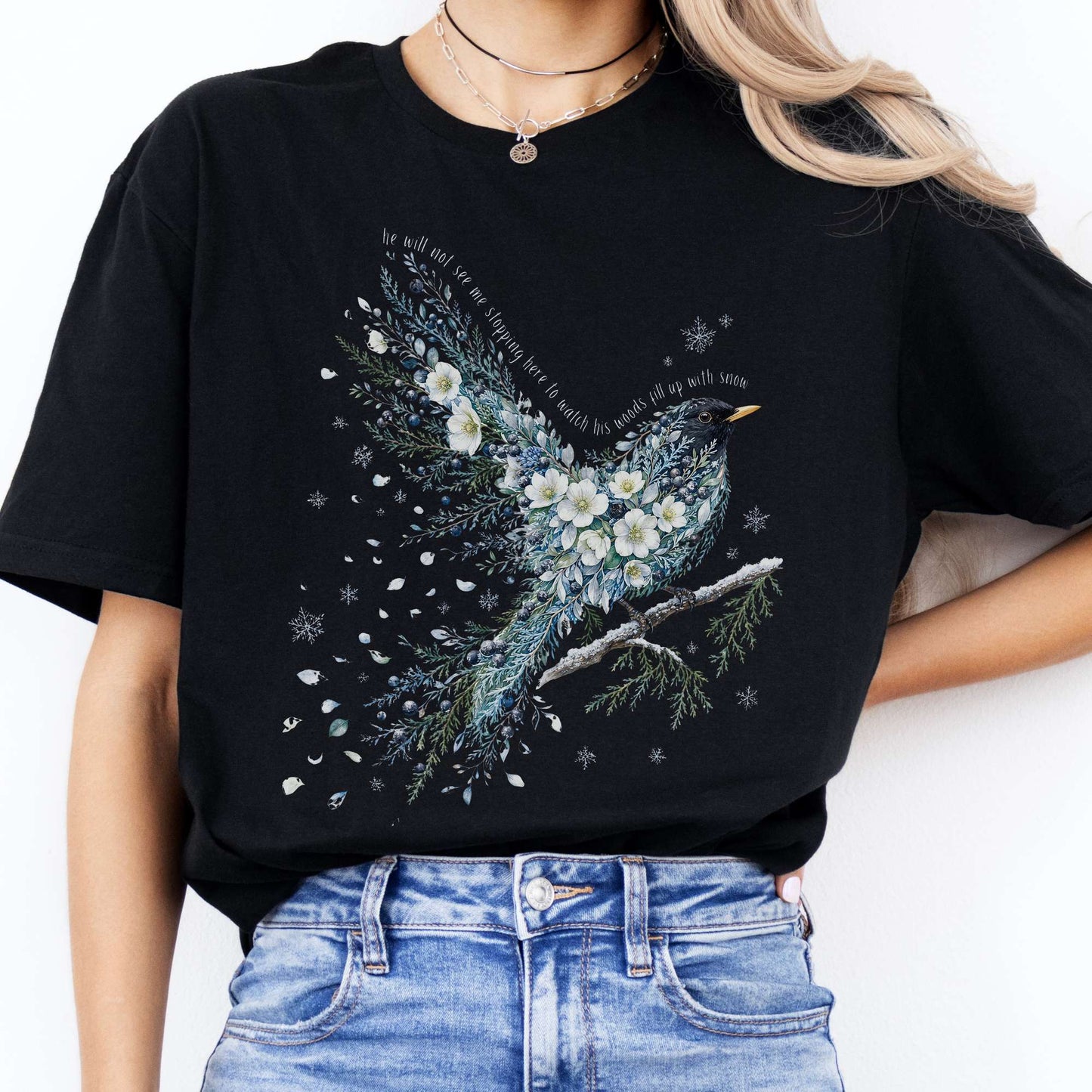 Stopping By Woods On a Snowy Evening Robert Frost Literary T-Shirt