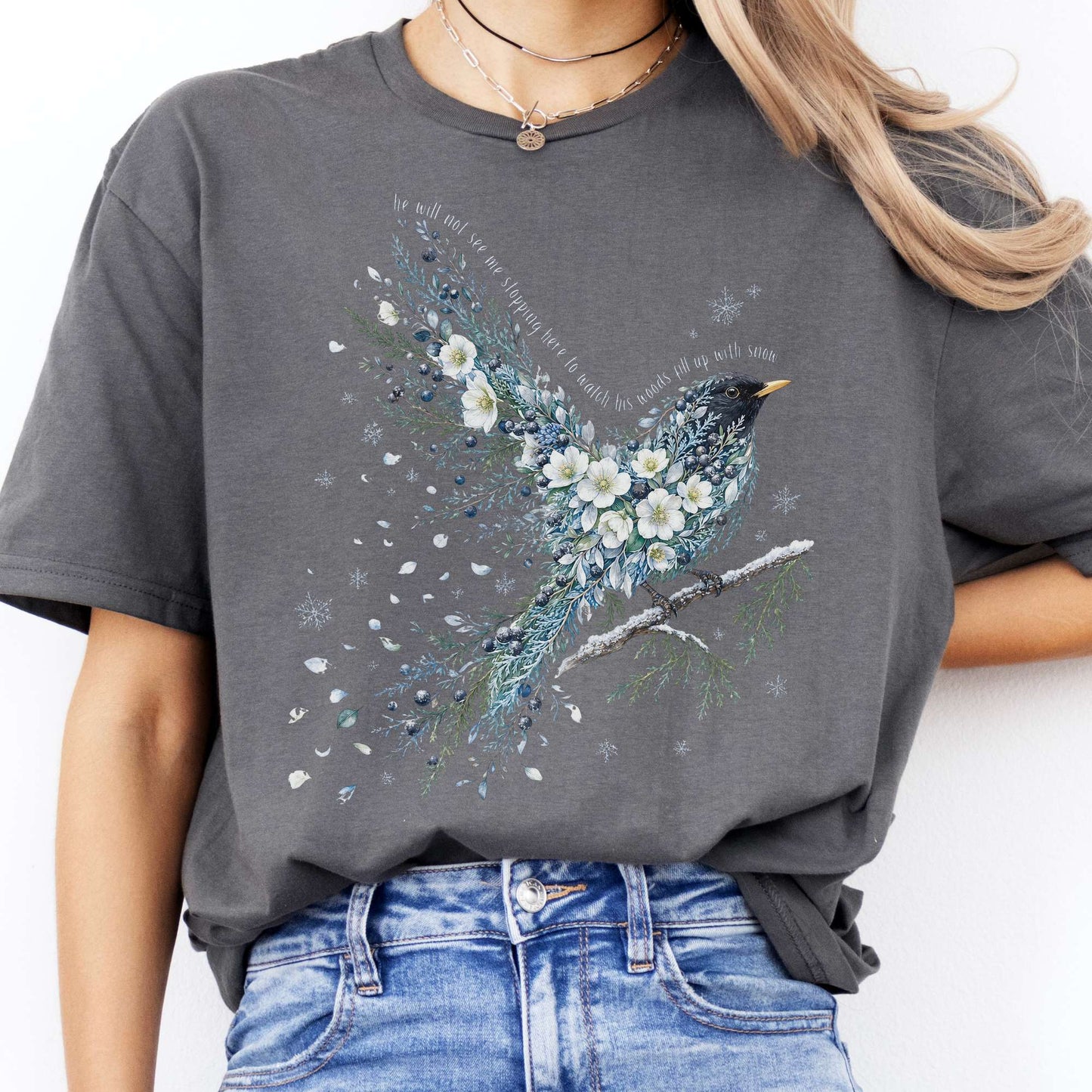 Stopping By Woods On a Snowy Evening Robert Frost Literary T-Shirt