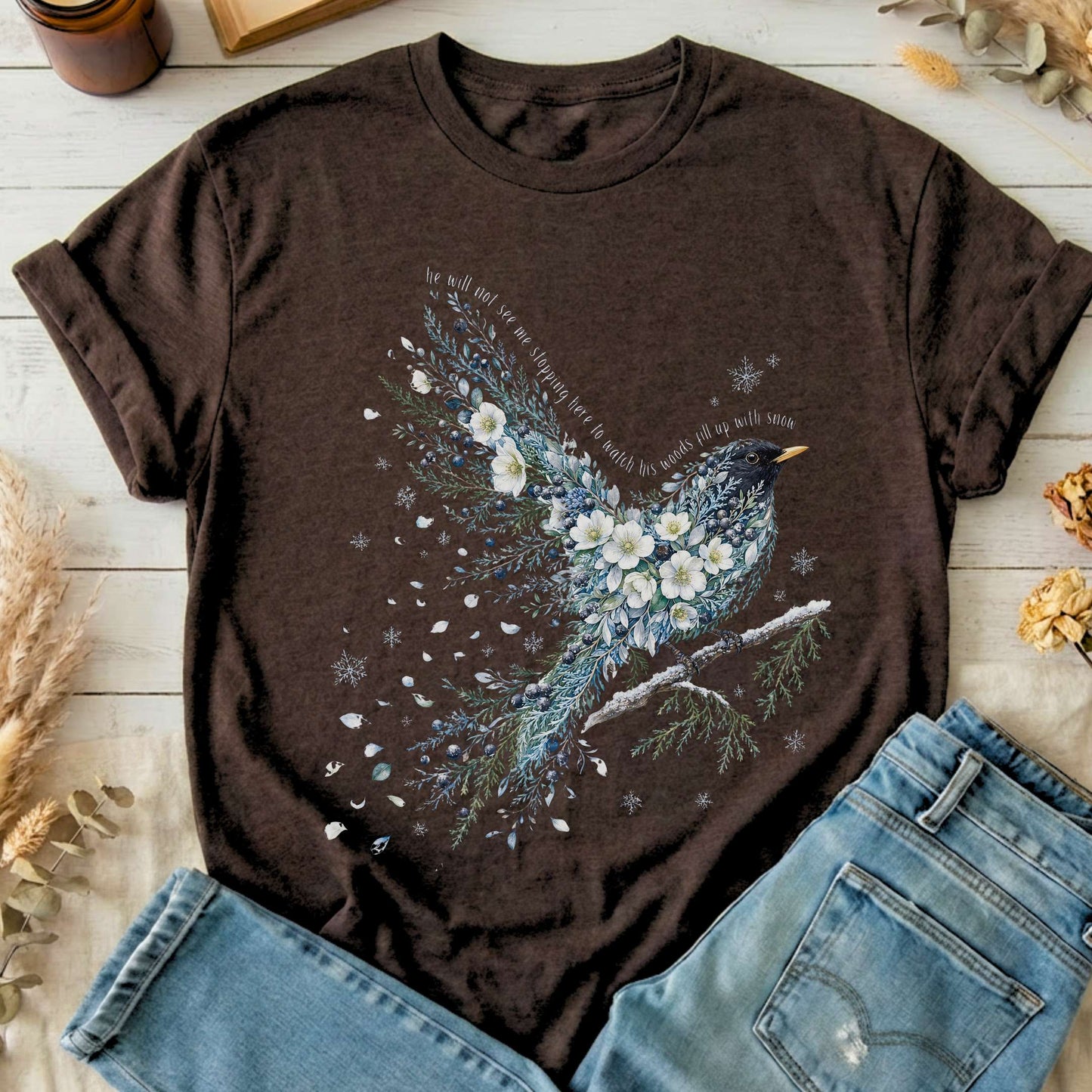 Stopping By Woods On a Snowy Evening Robert Frost Literary T-Shirt