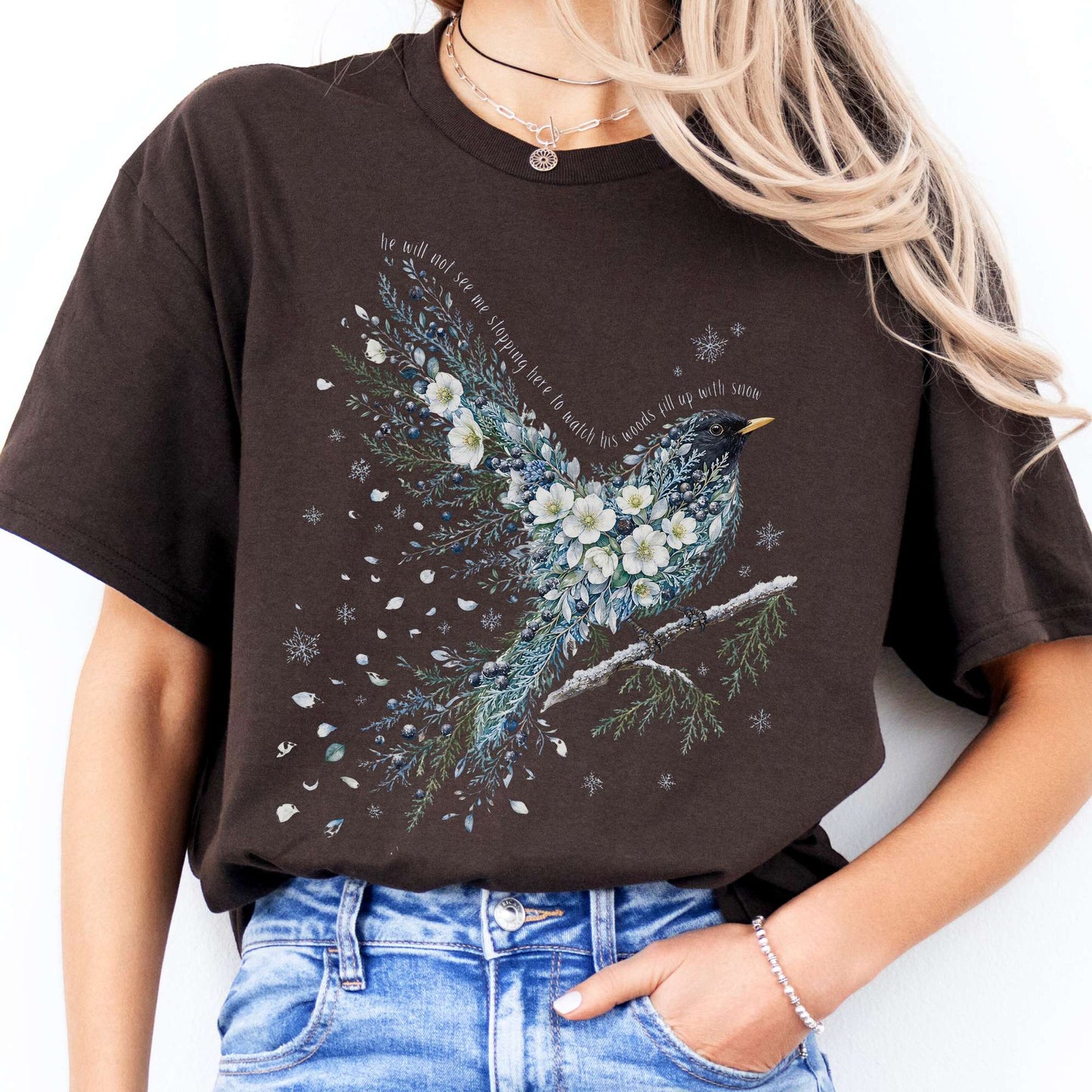 Stopping By Woods On a Snowy Evening Robert Frost Literary T-Shirt