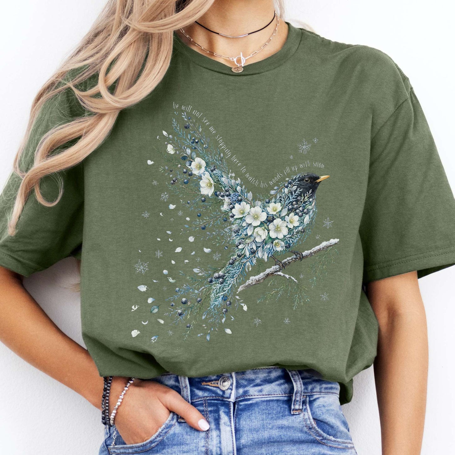 Stopping By Woods On a Snowy Evening Robert Frost Literary T-Shirt