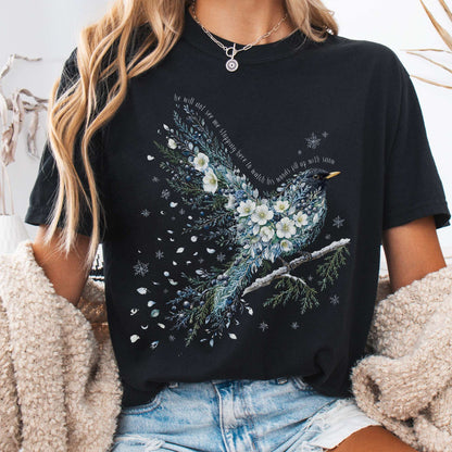 T-Shirt Black / S Stopping By Woods On a Snowy Evening Robert Frost Literary T-Shirt The Mystic Eden