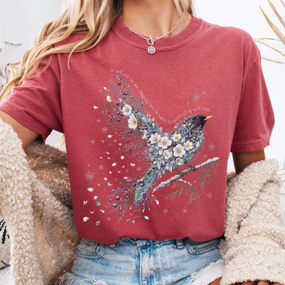 T-Shirt Crimson / S Stopping By Woods On a Snowy Evening Robert Frost Literary T-Shirt The Mystic Eden