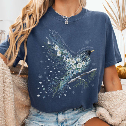 T-Shirt Denim / S Stopping By Woods On a Snowy Evening Robert Frost Literary T-Shirt The Mystic Eden