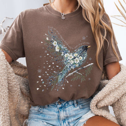 T-Shirt Espresso / S Stopping By Woods On a Snowy Evening Robert Frost Literary T-Shirt The Mystic Eden