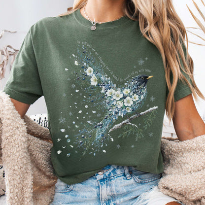 T-Shirt Moss / S Stopping By Woods On a Snowy Evening Robert Frost Literary T-Shirt The Mystic Eden